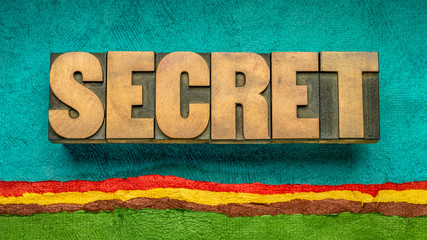 secret word abstract in wood type