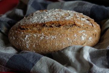 Bread into a table ON A RAG