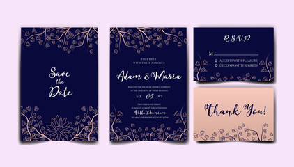 paper outline wedding invitation card set  retro rustic vintage modern abstract doodle hand drawn floral and beauty flower background template mockup ornament gold colorful vector illustration