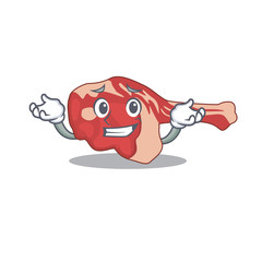 A cute picture of grinning leg of lamb caricature character