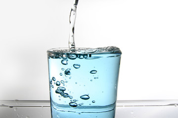 Oral mouthwash in transparent glass