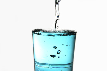 Oral mouthwash in transparent glass