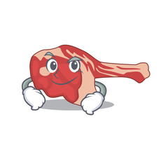 A cute arrogant caricature design of leg of lamb having confident gesture