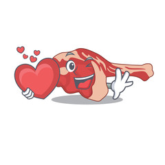 A sweet leg of lamb cartoon character style holding a big heart