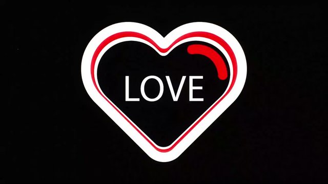 heart vertical glitch interference on digital old red led lcd computer tv screen animation seamless loop - new dynamic holiday retro joyful colorful vintage video footage