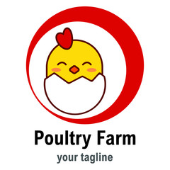 poultry farm logo - symbol of hatched chicks drawn according to your farm logo