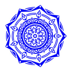 Flat Color mandala background with Blue arabesque pattern arabic islamic east style Premium Vector