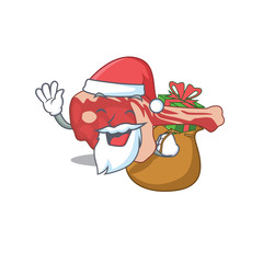 Cartoon design of leg of lamb Santa having Christmas gift