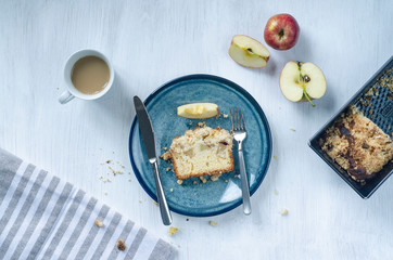 apple bread slice on kitchen table