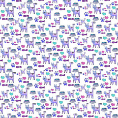 Seamless pattern with cute colorful Kittens. Creative baby pink texture. Great for fabric, textile illustration.