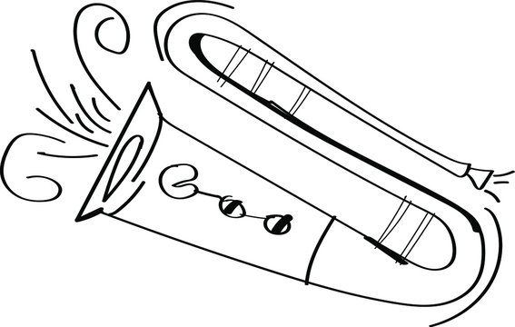 black and white trombone musical instrument clip art preview