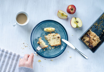 apple bread slice on kitchen table