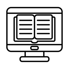 Ebook inside computer line style icon vector design