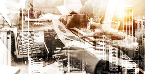 Businessman  discussing or brainstorming something positive in the meeting