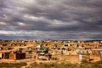 Informal settlement in South Africa.  Photo shows poverty and shacks.