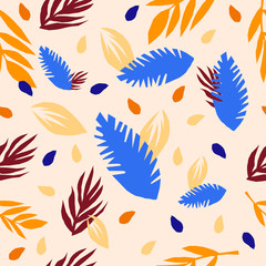 Colorful pattern with leaves in restrained colors.