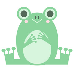 笑顔で座っているカエル
