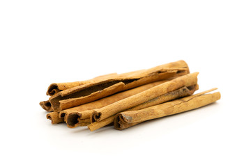 Cinnamon sticks isolated on white background.