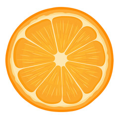 Fototapeta na wymiar Fresh bright exotic half tangerine or mandarin isolated on white background. Summer fruits for healthy lifestyle. Organic fruit. Cartoon style. Vector illustration for any design.