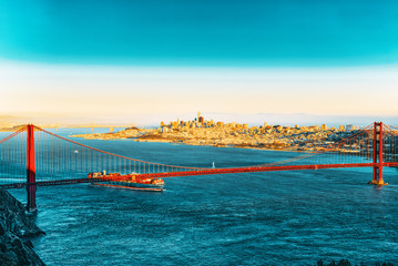 Panorama on San Francisco and the Gold Gate Bridge.