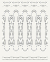 Set of seamless borders in art nouveau style, vintage, old, retro style. Outline vector illustration..