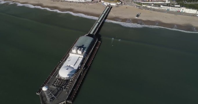 Bournemouth Pier, England from above looking over town