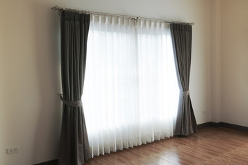 Curtains window decoration interior of room,empty room with window and curtains