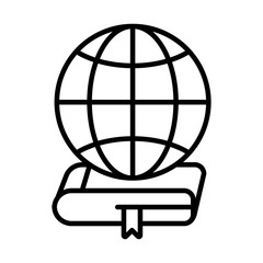 Global sphere over ebook line style icon vector design