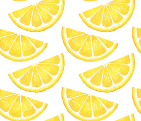 Patroon met schijfjes citroen. Aquarel citroen. Geschikt voor gordijnen, behang, stoffen, inpakpapier.