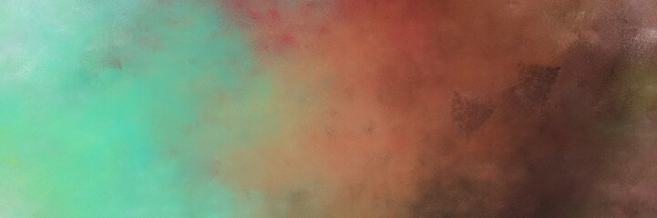 beautiful abstract painting background texture with brown, medium aqua marine and dark sea green colors and space for text or image. can be used as postcard or poster