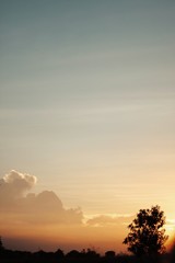 Beautiful yellow clouds and sky in the afternoon