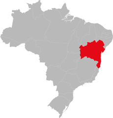 Bahia state highlighted on Brazil map. Business concepts and backgrounds.