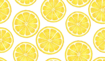 Wall murals Lemons Pattern with lemon. Watercolor lemon. Suitable for curtains, wallpaper, fabrics, wrapping paper.
