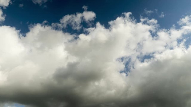 Timelapse of white and grey clouds with blue sky above Melbourne