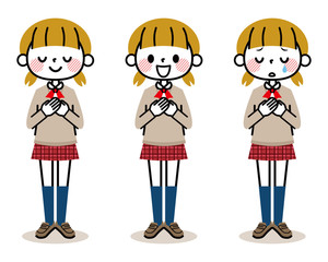 女の子　学生　表情