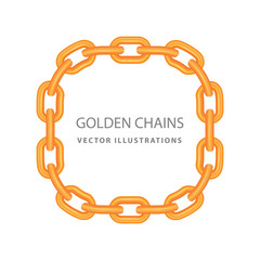 Golden chains.  Chains round frame vector illustration. Part of set.