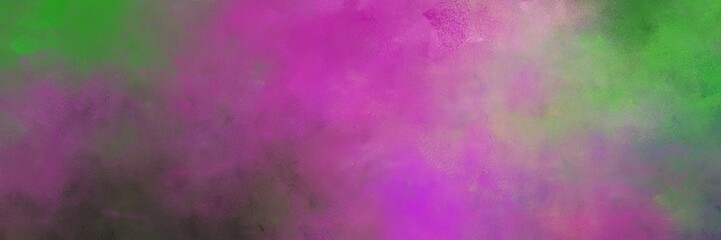 beautiful vintage abstract painted background with antique fuchsia, dark sea green and dark olive green colors and space for text or image. can be used as horizontal header or banner orientation