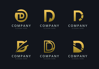 Initials D logo template with a golden style color for the company