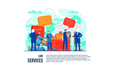 lawyer service trial vector illustration concept template background can be use for presentation web banner UI UX landing page