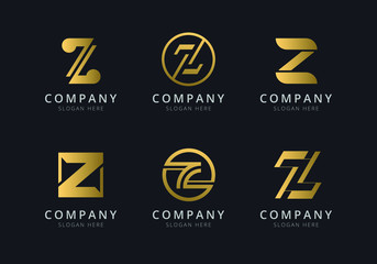Initials Z logo template with a golden style color for the company