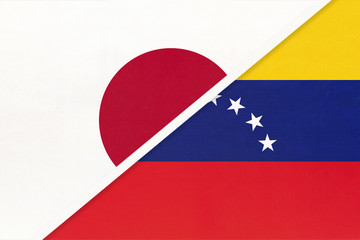 Naklejka premium Japan and Venezuela, symbol of two national flags. Relationship between Asian and American countries.