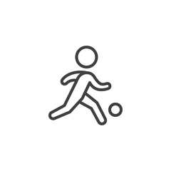 Football player line icon. linear style sign for mobile concept and web design. Man playing soccer game outline vector icon. Symbol, logo illustration. Vector graphics