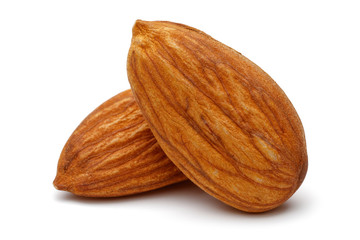 Group of almonds isolated on white