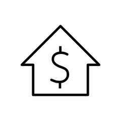 Money House Home Bank Line Vector Icons. Editable Stroke