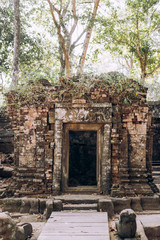 Fototapeta na wymiar Cambodia. Temple of Death Koch Ker. Amazing Aztec style pyramid. Legend. Secret. Mystic. Antiquity.