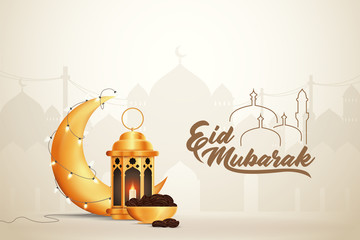 Eid-al-fitr Eid-al-adha Eid Mubarak Greetings Vector Illustration Background