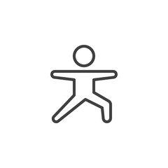 Aerobic exercise line icon. linear style sign for mobile concept and web design. Yoga practice, warrior pose outline vector icon. Symbol, logo illustration. Vector graphics