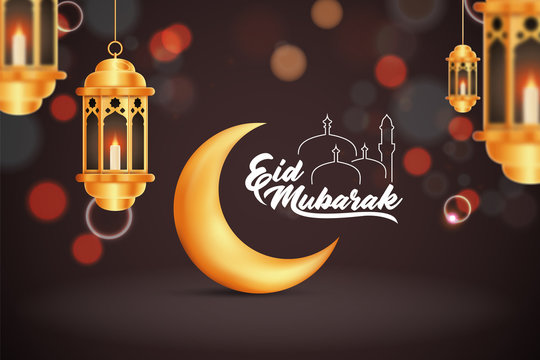 Beautilful Eid-al-fitr Eid-al-adha Eid Mubarak Greetings Vector Illustration Background