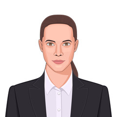 Portrait of young business woman. Realistic vector illustration