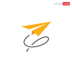 flying paper plane Logo Design Vector Template Illustration